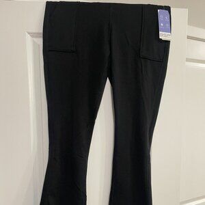 NWT BSP Fleece Lined Flare Yoga Pants XL Black High Waist Front Pockets